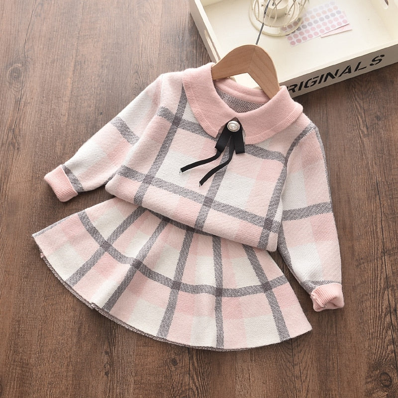 2022 New Girl Sweater Clothes Children Winter Dress Bow Doll Collar Clothes Coat Casual Dress Sweater Christmas Girls Suits - Executive-Skincare