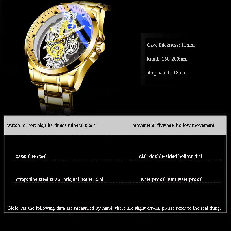 2022 New Men Watch Skeleton Automatic quartz Watch Gold Skeleton Vintage Man Watch Mens Watches Top Brand Luxury часы мужские - Executive-Skincare