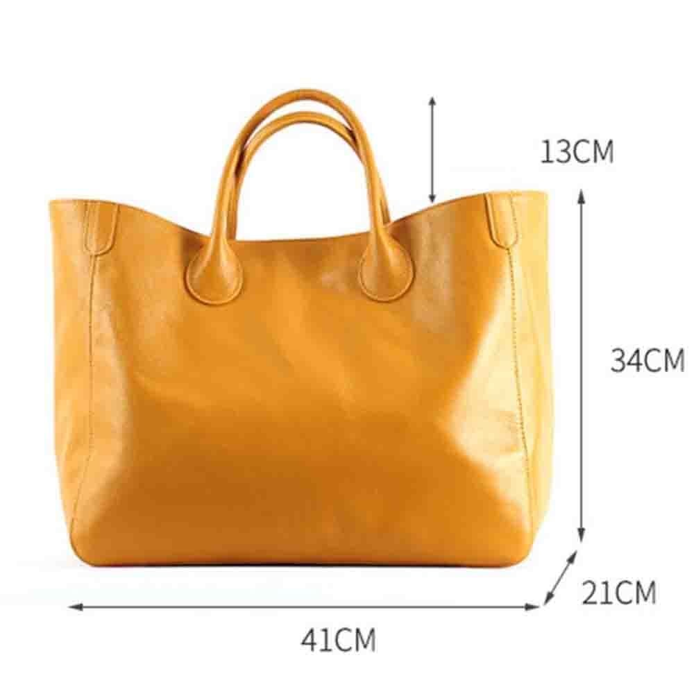 Roomy Women Bag Genuine Leather Handbag Luxury Cowhide Casual Tote Thick Real Natural Leather Bucket Shopper Daily Bag Big Purse - Executive-Skincare