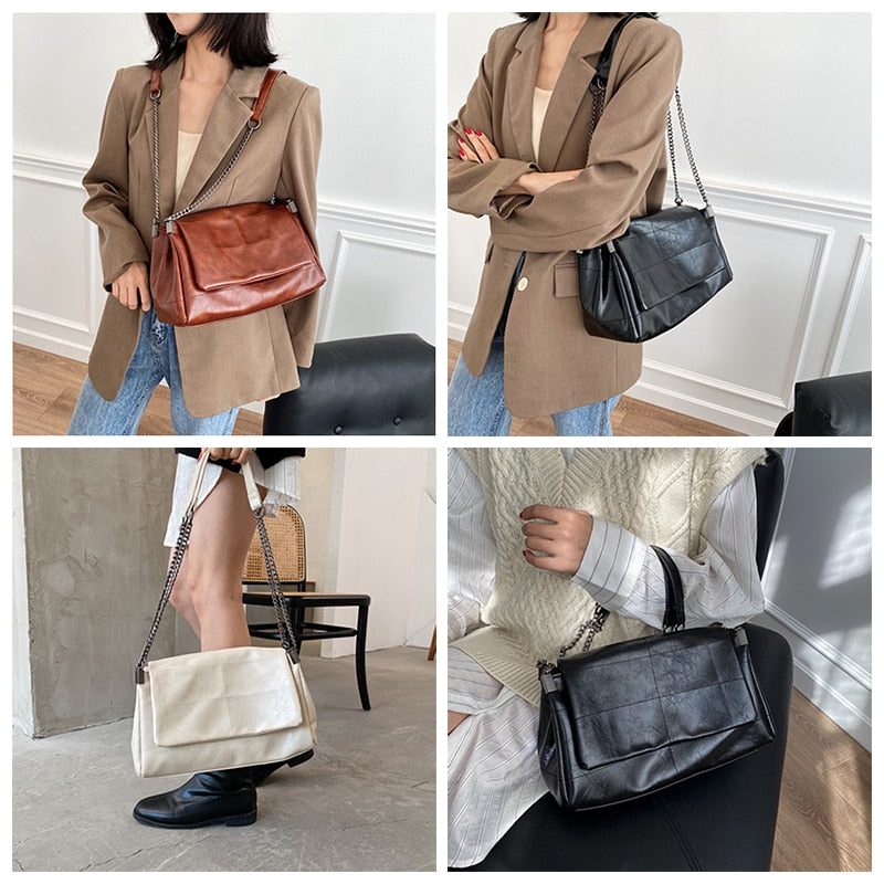 High Quality Women Pu Leather Shoulder Bag Fashion Designer Ladies Messenger Bags New Luxury Female Large Capacity Crossbody Bag - Executive-Skincare