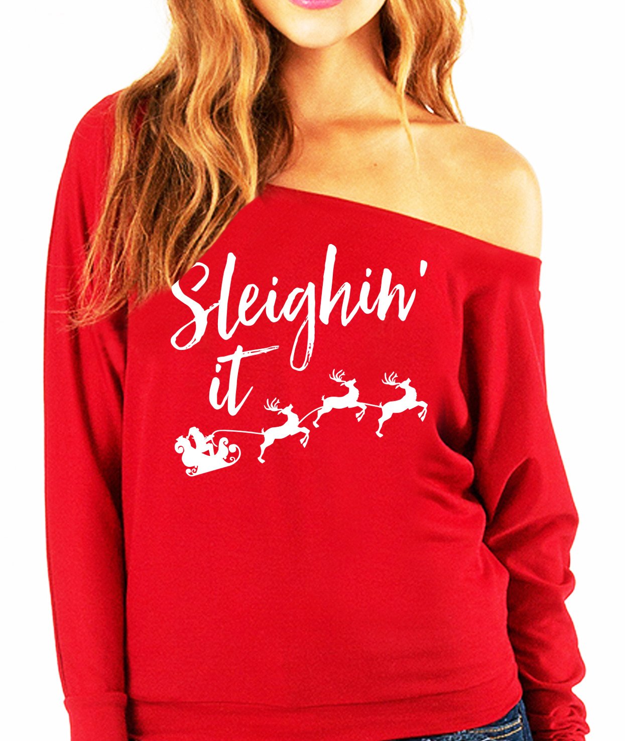 Sleighin' It Christmas Slouchy Sweatshirt - Pick - Executive-Skincare