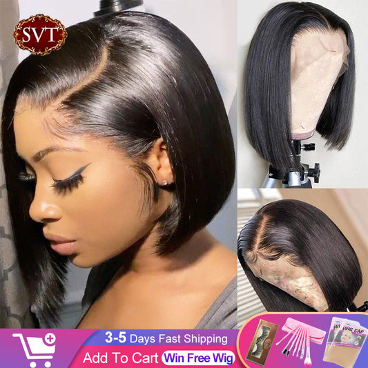 Svt Short Bob Straight 13x4 Lace Front Closure Wigs Preplucked Baby - Executive-Skincare