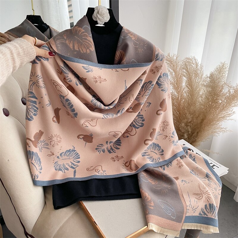 Luxury Brand Cashmere Warm Scarf for Women Design Winter Thick Shawl Wrap Pashmina Blanket Poncho Female Bufanda Echarpe Foulard - Executive-Skincare