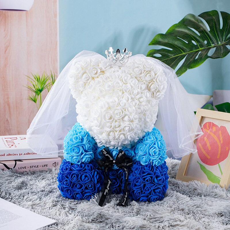 Artificial Flowers 40cm Rose Bear Girlfriend Anniversary Christmas Valentine&#39;s Day Birthday Present For Wedding Party Gift - Executive-Skincare