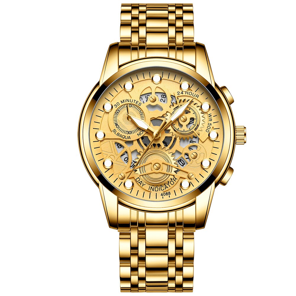 2022 Gold Top Brands Men Wristwatches Waterproof Luxury Golden Wrist Watch For Male Clock Dropshipping Gifts Relogio Masculino - Executive-Skincare