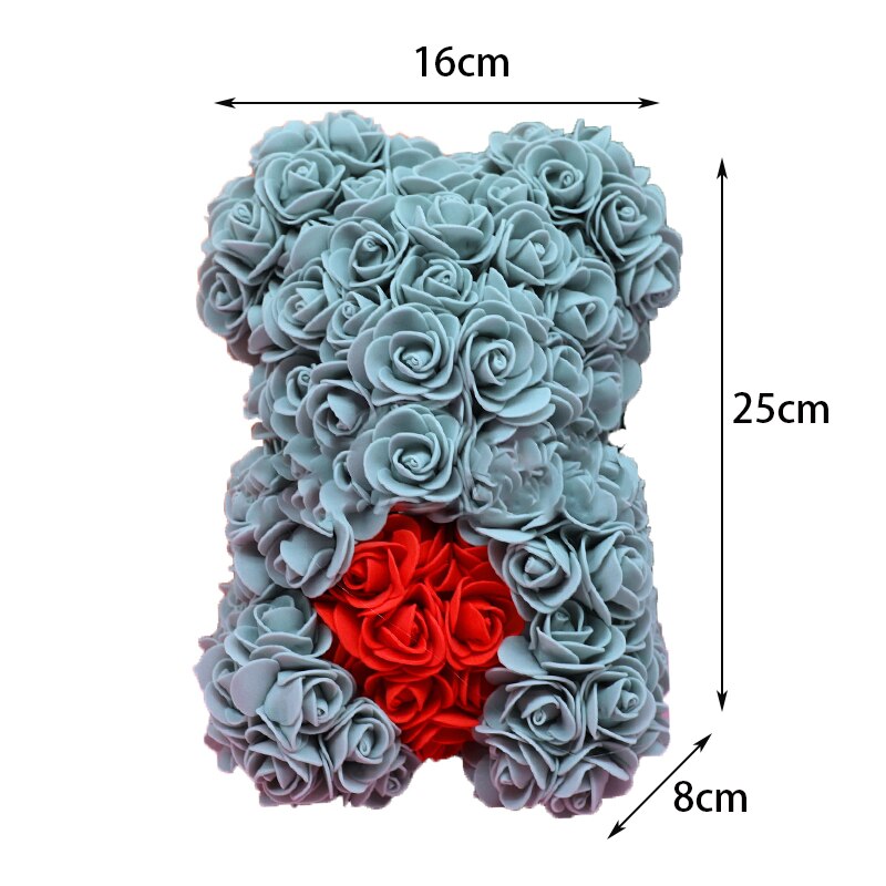 25cm Rose Bear Heart Artificial Flower Rose Teddy Bear for Home Girl Birthday Christmas Valentine  Gift Wedding Party Decoration - Executive-Skincare