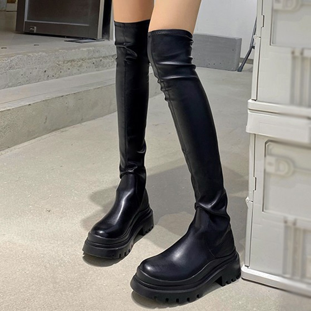 DORATASIA Brand New Female Platform Thigh High Boots Fashion Slim Chunky Heels Over The Knee Boots Women Party Shoes Woman - Executive-Skincare