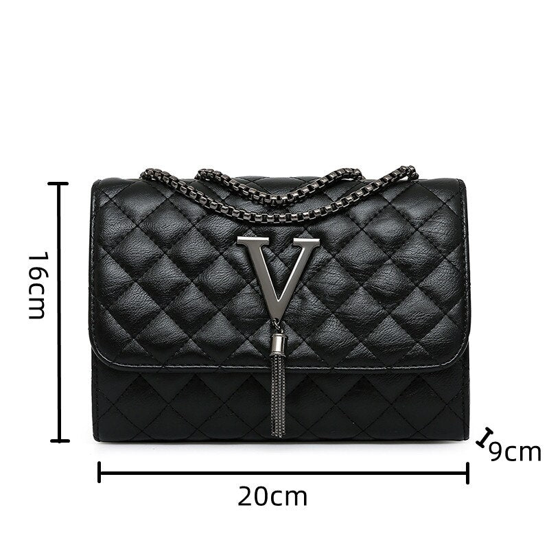 Square Shoulder Bags Women&#39;s Crossbody Handbags Fashion Casual Purse Ladies Diamond Metal Chain New Soft PU High Quality Dwiray - Executive-Skincare