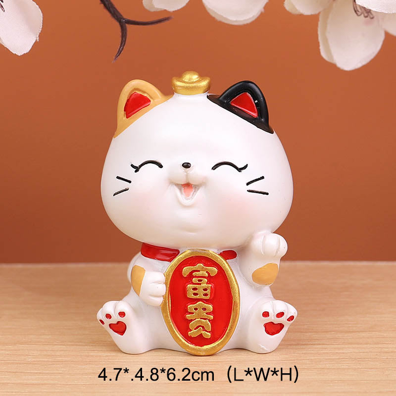 Chinese Lucky Wealth Waving Cat Gold Waving Hand Cat Home Decor Welcome Waving Cat Sculpture Statue Decor Car Ornament - Executive-Skincare