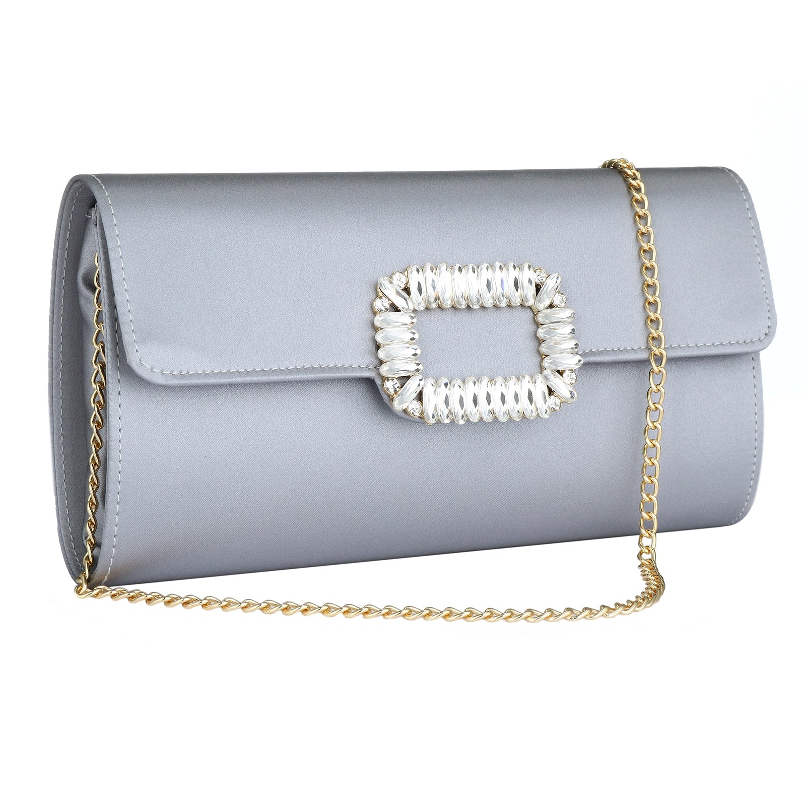 Satin Polyester Evening Clutches And Purse Women Vintage High Quality Rhinestone Box Bag Clutch With Chain Party Shoulder Bags - Executive-Skincare