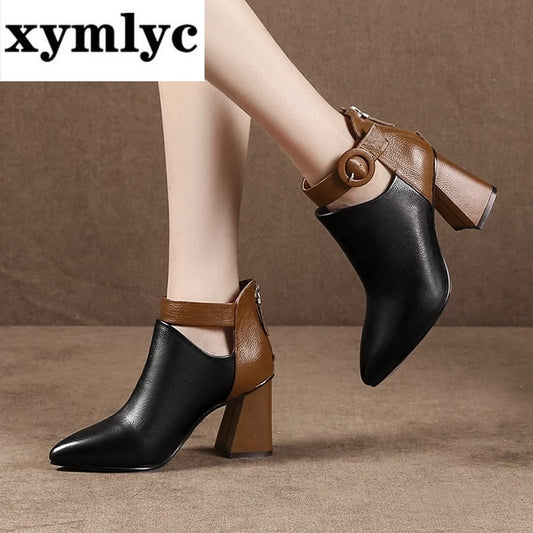 New Autumn Early Winter Shoes Women Boots Fashion Ladies High Heels Boots Pointed toe Woman Party Shoes Women Ankle Boots - Executive-Skincare