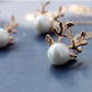 Cute Reindeer Antlers Pearl Chain Pendant Necklace Deer Stag Christmas Present  Necklace Christmas Decoration Reindeer - Executive-Skincare