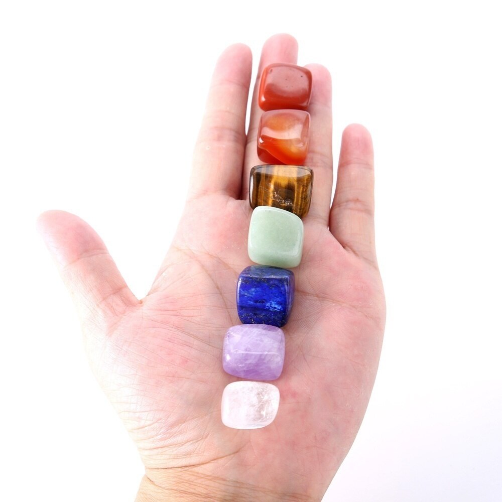 7 Pieces Natural Chakra Tumbled Stone Gemstone Rock Mineral Irregular Crystal Polish Healing Meditation for Feng Shui Decor - Executive-Skincare