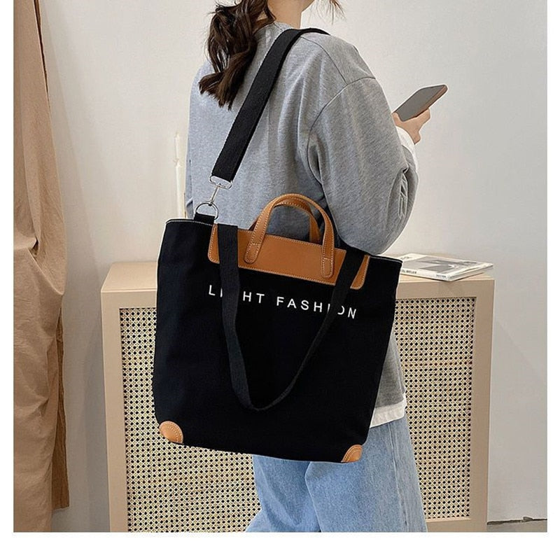 Korean Handbag Leisure Commuting Shoulder Bag Women&#39;s Big Bag Ins New Fashion Women&#39;s Messenger Canvas Tote Bag - Executive-Skincare