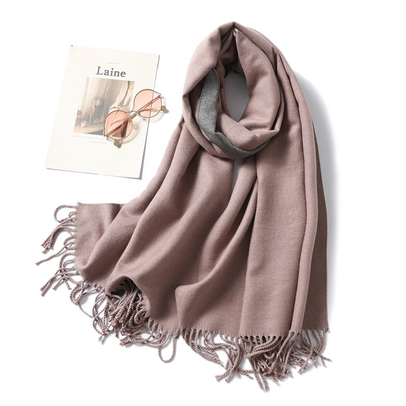 Winter Cashmere Scarf Women Thick Warm Shawls Wraps Lady Solid Scarves Fashion Tassels Pashmina Blanket Quality Foulard 2022 New - Executive-Skincare