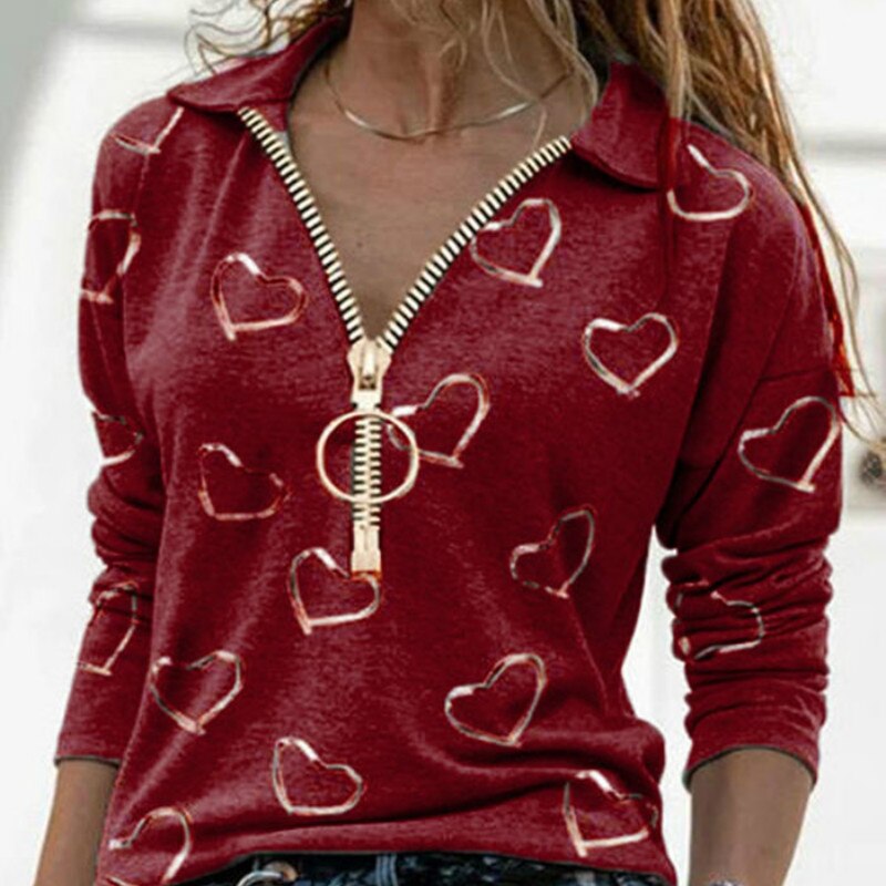 Love Heart Printed Winter Female Zipper Lady Sweatshirt Autumn Casual Hoodies  Women Beach Hoodie Long Sleeve Pullovers G2211 - Executive-Skincare