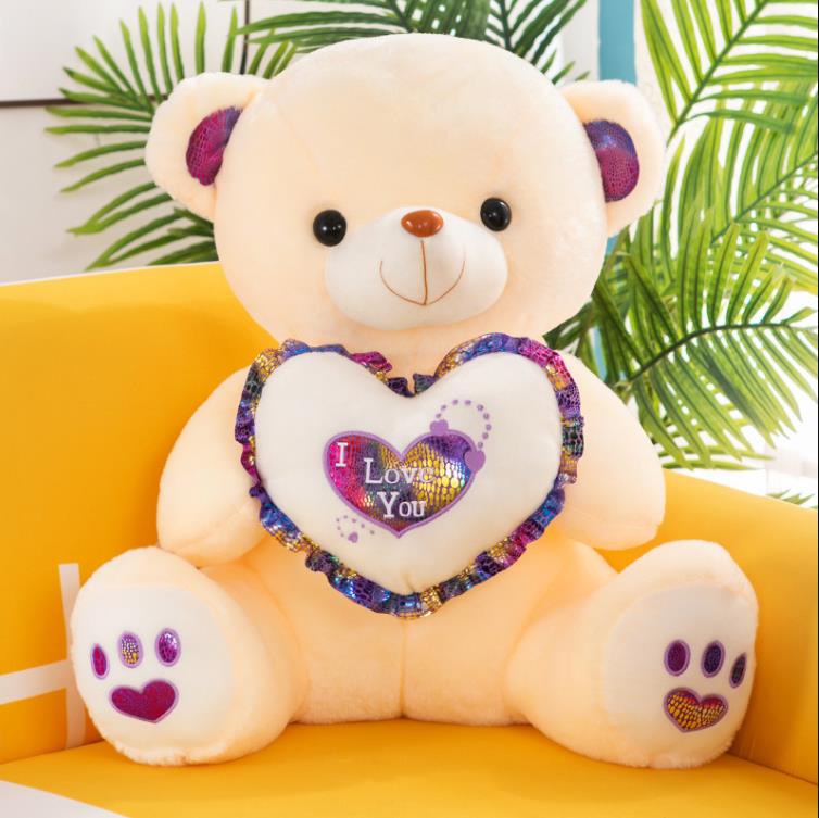 30CM Valentines Day Cute Plush Doll For Children Girlfriend And Wife 22CM LED Glow Teddy Bear Light Up Stuffed Animal Bear New - Executive-Skincare