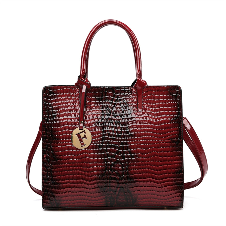 3 Sets Luxury Patent Leather Handbag for Women 2022 Alligator Patterrn Designer Female Shoulder Crossbody Bag Ladies Sac A Main - Executive-Skincare