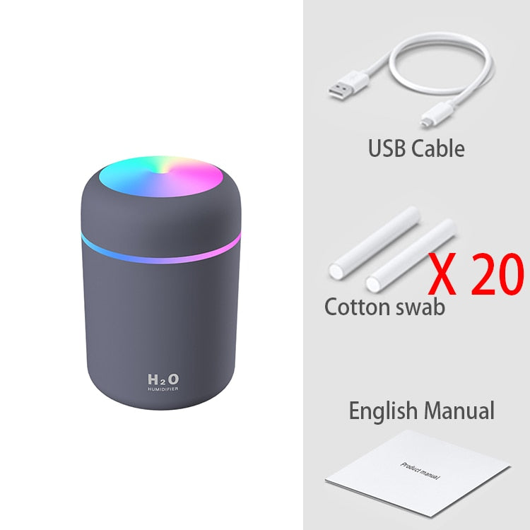 300ml H2O Air Humidifier Portable Mini USB Aroma Diffuser With Cool Mist For Bedroom Home Car Plants Purifier Humificador - Executive Quality Store