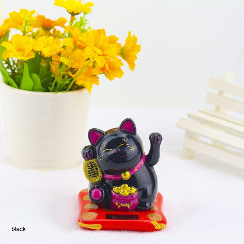 Chinese Lucky Wealth Waving Cat Gold Waving Hand Cat Home Decor Welcome Waving Cat Sculpture Statue Decor Car Ornament - Executive-Skincare