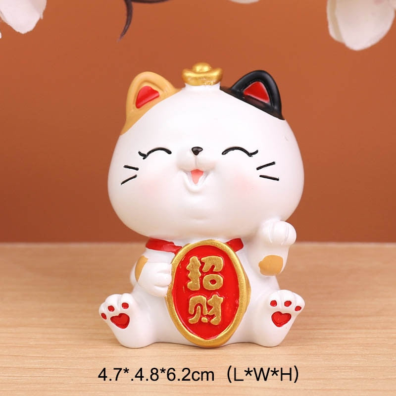 Chinese Lucky Wealth Waving Cat Gold Waving Hand Cat Home Decor Welcome Waving Cat Sculpture Statue Decor Car Ornament - Executive-Skincare