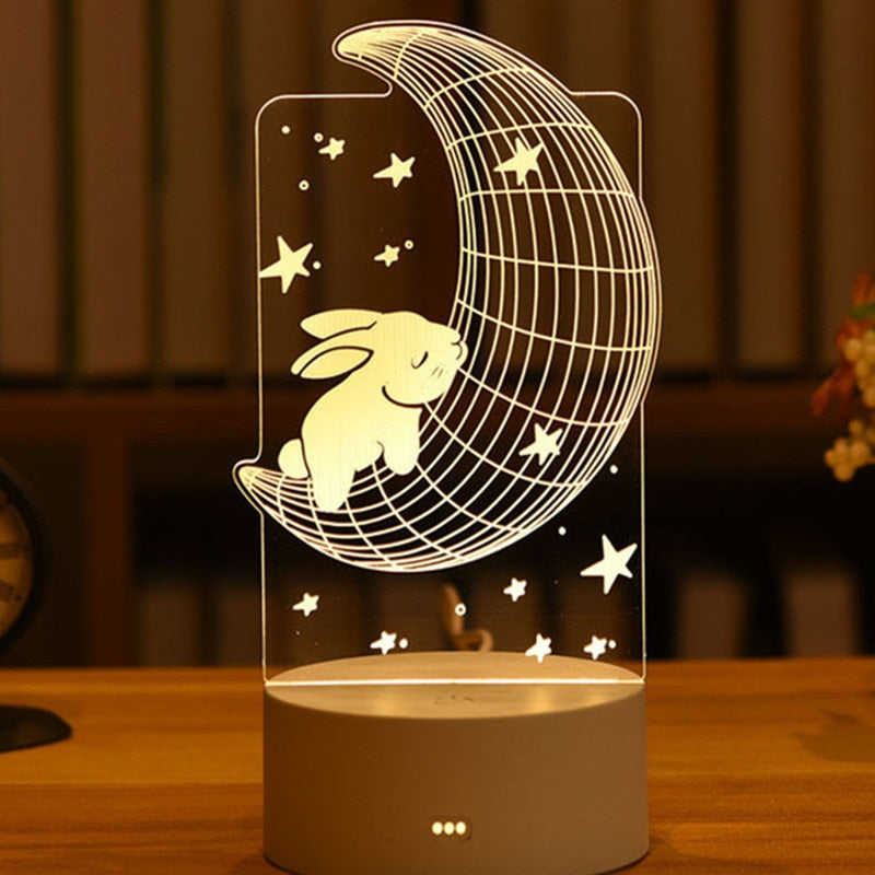 Romantic Love 3D Acrylic Led Lamp for Home Children&#39;s Night Light Table Lamp Birthday Party Decor Valentine&#39;s Day Bedside Lamp - Executive-Skincare