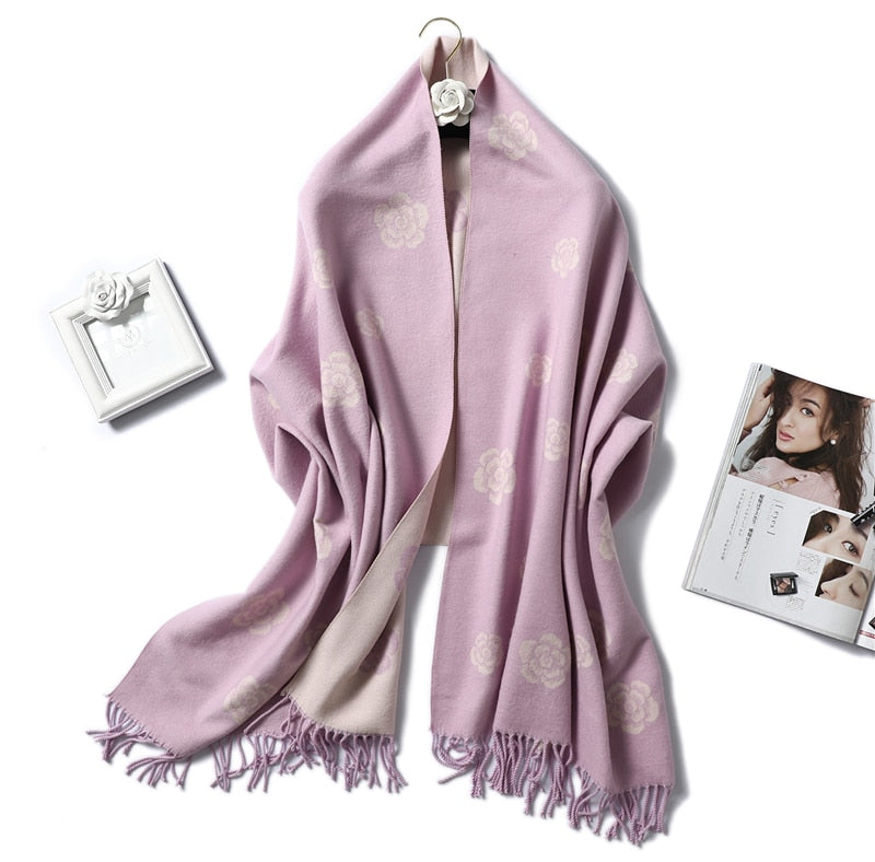 Winter Cashmere Scarf Women Thick Warm Shawls Wraps Lady Solid Scarves Fashion Tassels Pashmina Blanket Quality Foulard 2022 New - Executive-Skincare