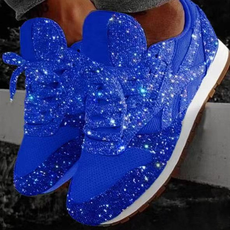 Hot 2022 Women Sequined Glitter Sneakers, Casual Lace-up Shoes, Sparkling, Flat and Casual shoes for women sneakers  shose women - Executive-Skincare