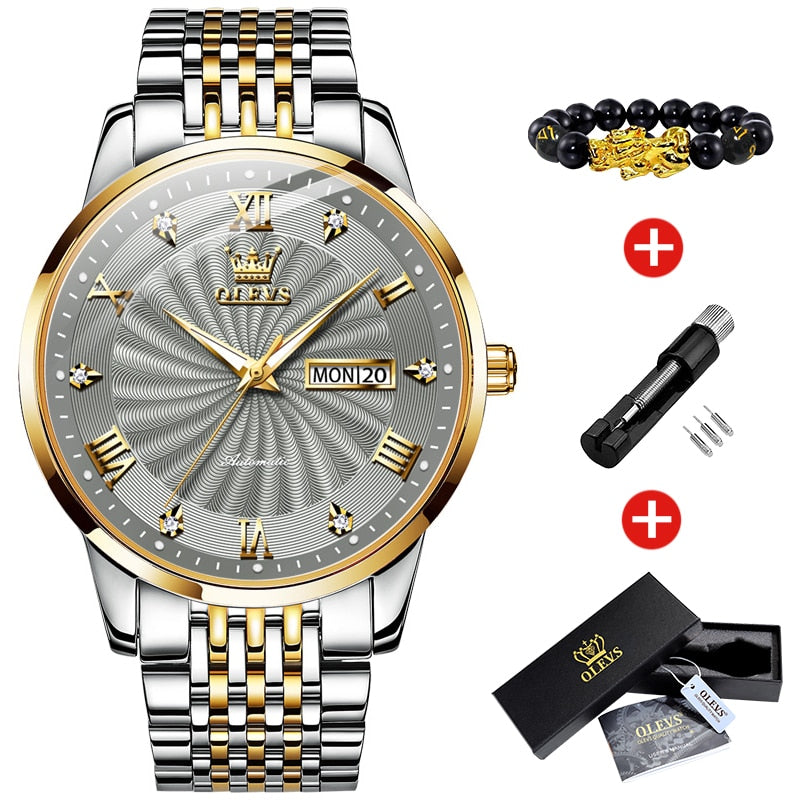 Top Brand OLEVS Luxury Watch Men Automatic Mechanical Business Male Watch Luminous Stainless Steel Waterproof montre homme 6630 - Executive-Skincare