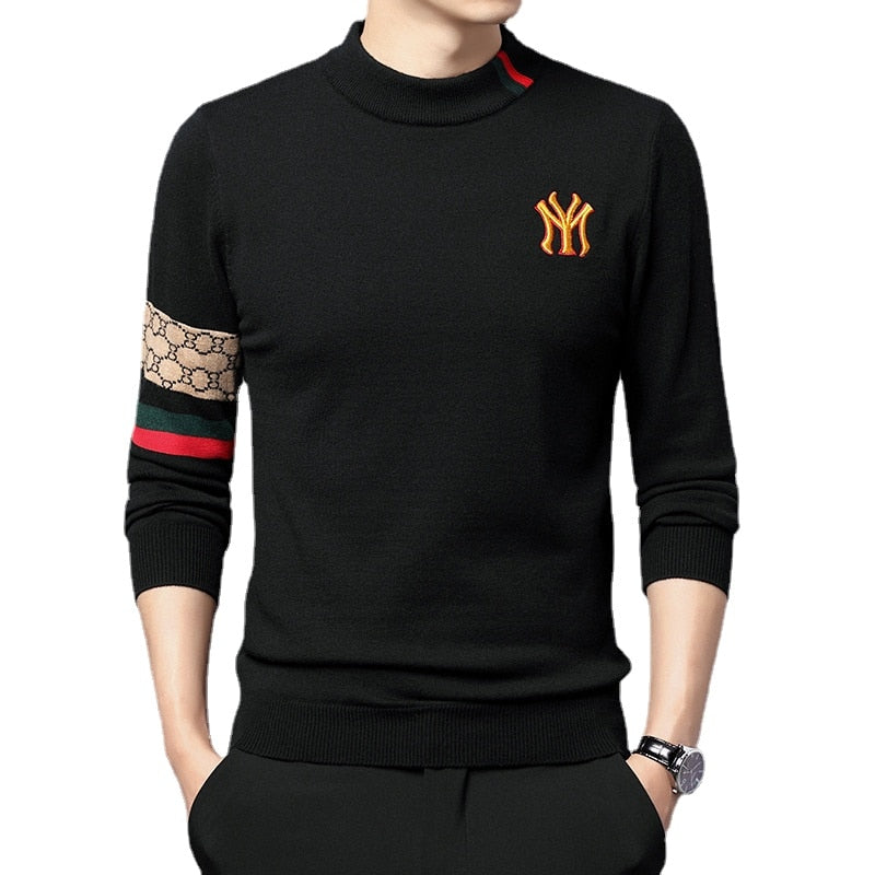 2022 Men&#39;s Mock Neck Pullovers Casual Male Designer Clothing Turtleneck Sweater Luxury Knit Embroidered Sweaters Top Grade S-4XL - Executive-Skincare