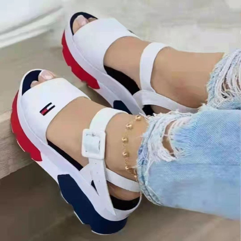 Large size foreign trade women&#39;s shoes new style in the autumn of  women wear thick bottom flat button fish mouth beach sand - Executive-Skincare