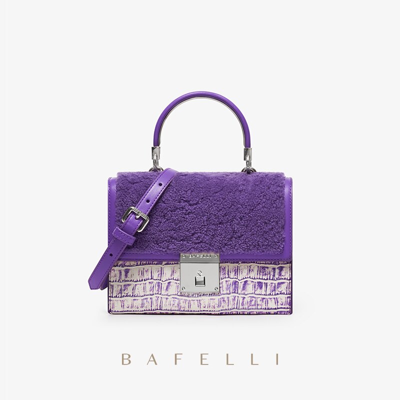 BAFELLI 2022 WOMNE&#39;S NEW HANDBAG LUXURY BRAND K GOLD SERIES FASHION PURPLE EVENING PURSE SHOULDER WINTER STYLE WOOL CASUAL - Executive-Skincare