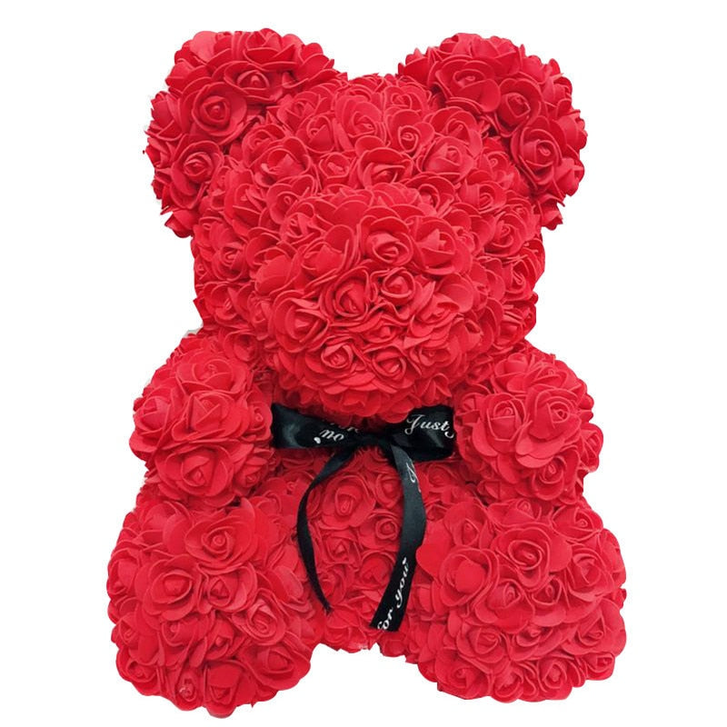 25/35cm Artificial Rose Heart Teddy Bear Handmade Bear of Roses For Women Valentine&#39;s Day Wedding Bithday Gift DropShipping - Executive-Skincare