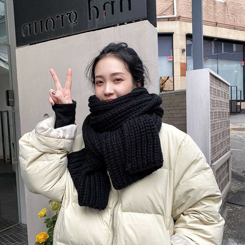 2020 Fashion Women Knitted Scarf Winter Warm Thick Long Handmade Wool Scarves Korean Sweet Solid Color Soft Scarfs Mujer Femme - Executive-Skincare