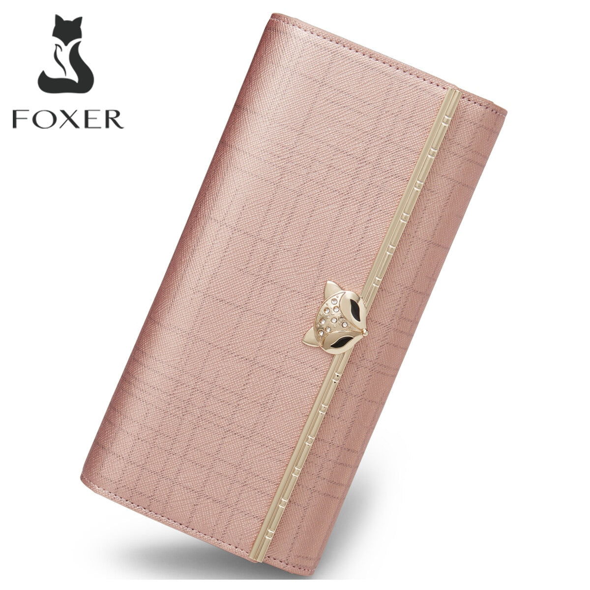 FOXER Women Fashion Valentine  Day Gift Wallet Female Cowhide Clutch Bag Card Holder Lady Luxury Coin Purse Chic Evening Bags - Executive-Skincare