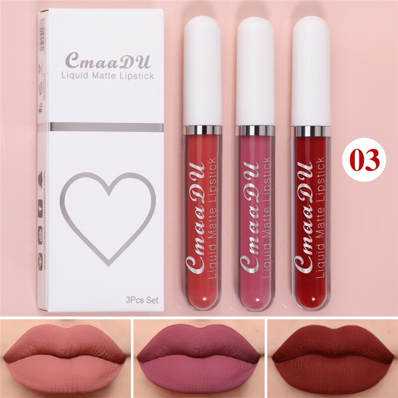 6 Colors/Set Fashion Matte Lip Gloss Sets Natural Moisturize Waterproof Lasting Velvet Sexy Red Liquid Lipstick Beauty Cosmetic - Executive-Skincare