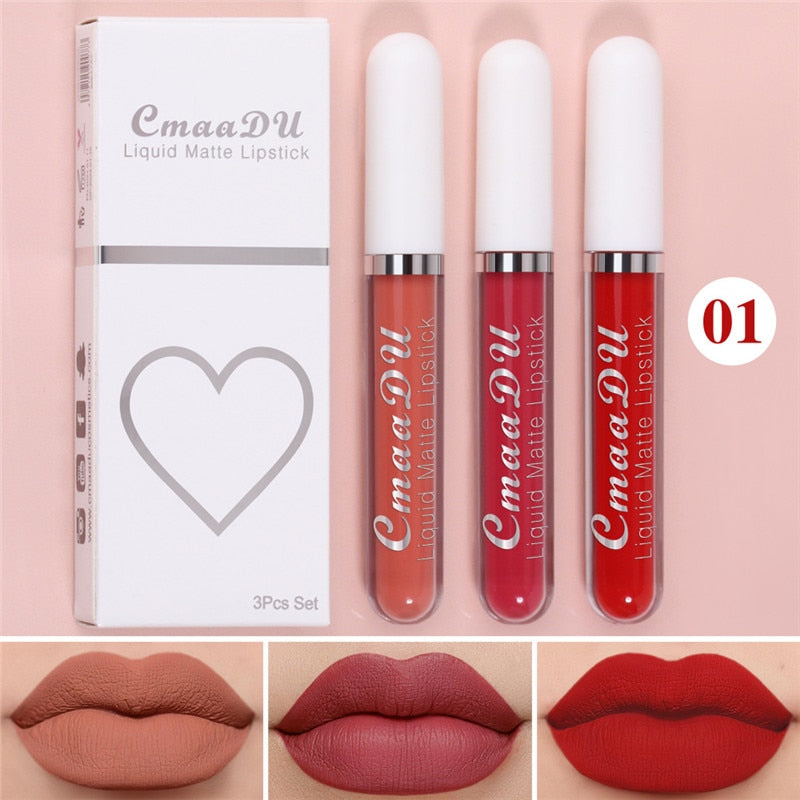 6 Colors/Set Fashion Matte Lip Gloss Sets Natural Moisturize Waterproof Lasting Velvet Sexy Red Liquid Lipstick Beauty Cosmetic - Executive-Skincare