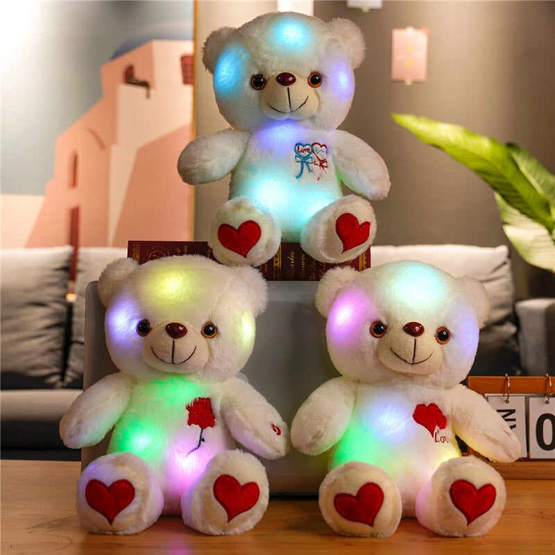 One Piece  30cm Cute  Light Up Teddy Bear Plush Toy Doll  Kawaii  Xmas Birthday  Gift for Kids Girlfriends Loves Home Decor - Executive-Skincare