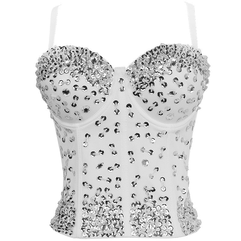 Fashion Sequined Bustier Women Bra Lingerie Blusa Summer Tops Corset Ladies Underbust Bralette Shirt Woman Clothes Shaper Faja - Executive Quality Store