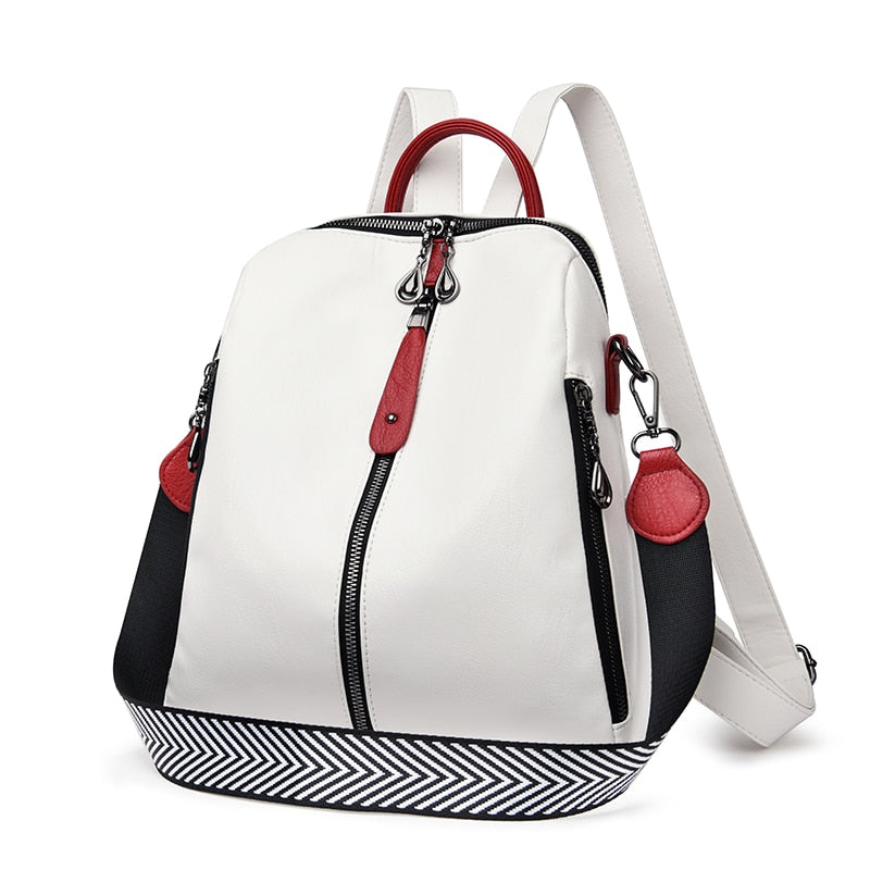 Fashion Backpack Women Soft Leather Backpack Female White High Quality Travel Back Pack School Backpacks for Girls Sac A Dos Hot - Executive-Skincare