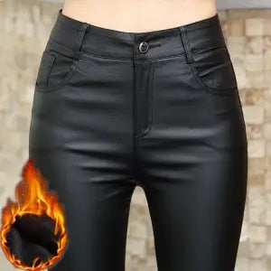 Women Pants Leather Pants Women&#39;s High Waist Feet Winter Black Casual Pants Pantalones De Mujer - Executive-Skincare