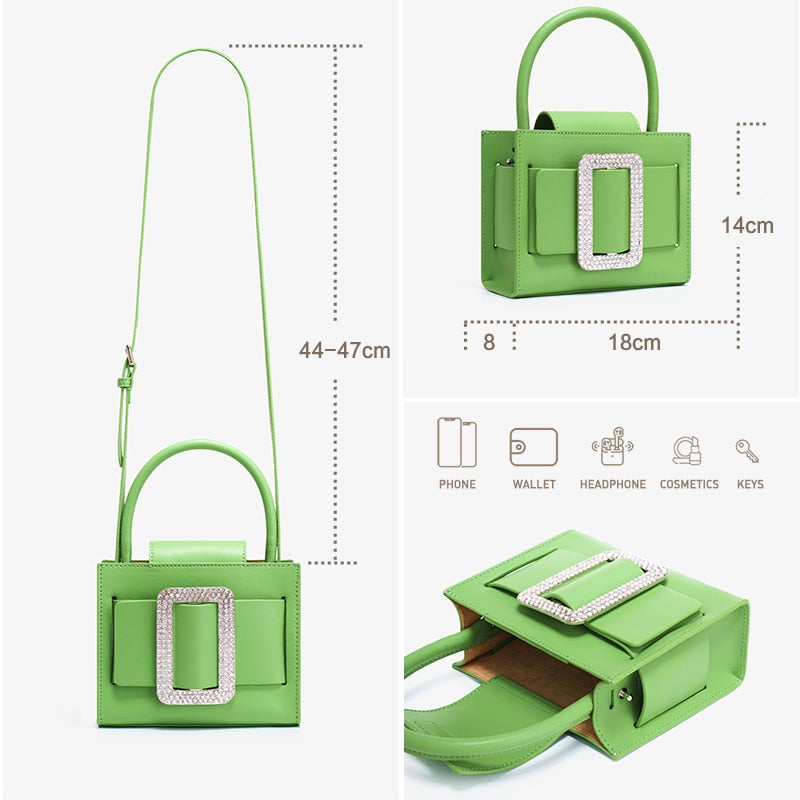 BAFELLI 2022 NEW FASHION LUXURY SMALL BOXY BRAND MINI MESSENGER BAG DIAMOND SQUARE BUCKLE HANDBAG CASUAL FEMALE PURSE SHOULDER - Executive-Skincare