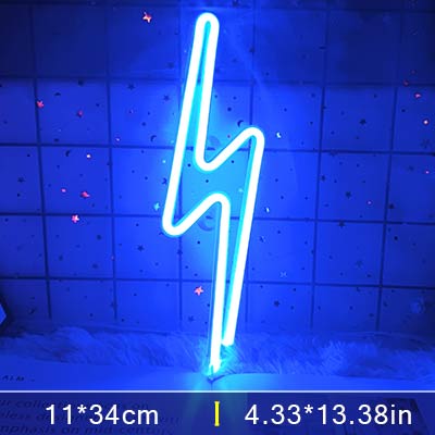 LED Home Neon Lightning Shaped Sign Neon Fulmination Light USB Decorative Light Wall Decor for Kids Baby Room Wedding Party - Executive-Skincare