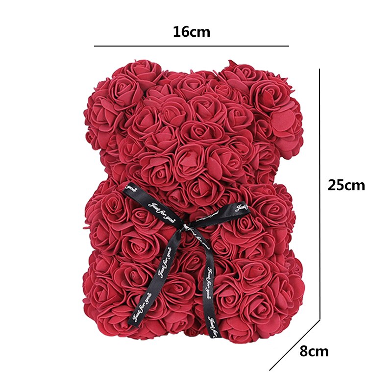 25cm Rose Bear Heart Artificial Flower Rose Teddy Bear for Home Girl Birthday Christmas Valentine  Gift Wedding Party Decoration - Executive-Skincare