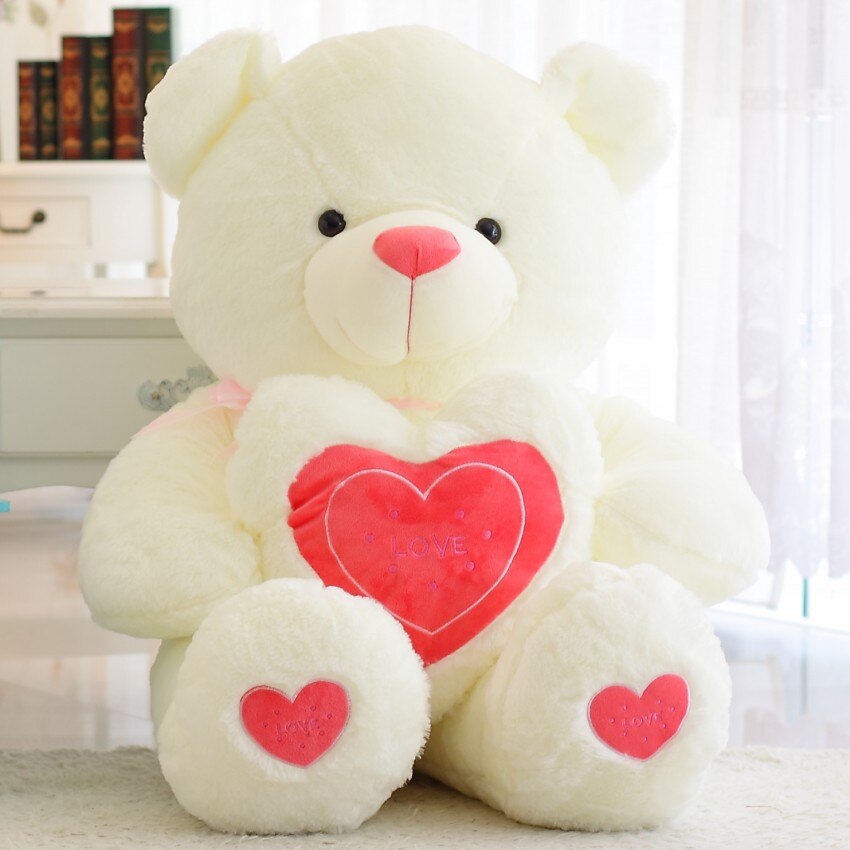 1pc 60cm Cute Stuffed Plush Toy Holding LOVE Heart Big Plush Teddy Bear Soft Gift for Birthday Girls&#39; Brinquedos - Executive-Skincare