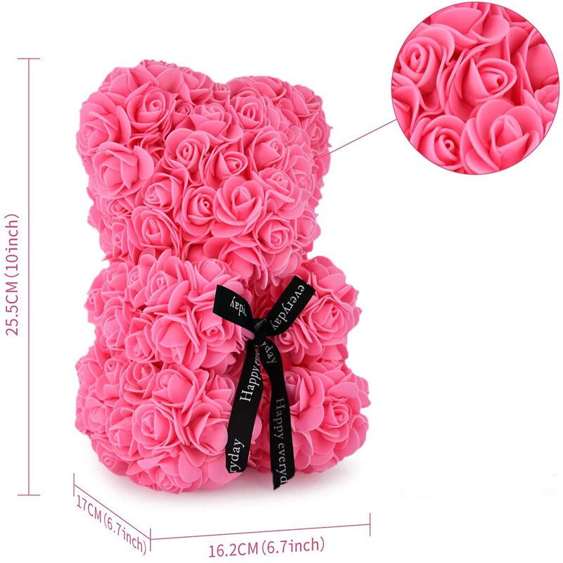 25cm Teddy Rose Bear Artificial Rose Flowers For Girlfriend Valentine&#39;S Day Christmas Gift Rose Of Bear Birthday Wedding Present - Executive-Skincare