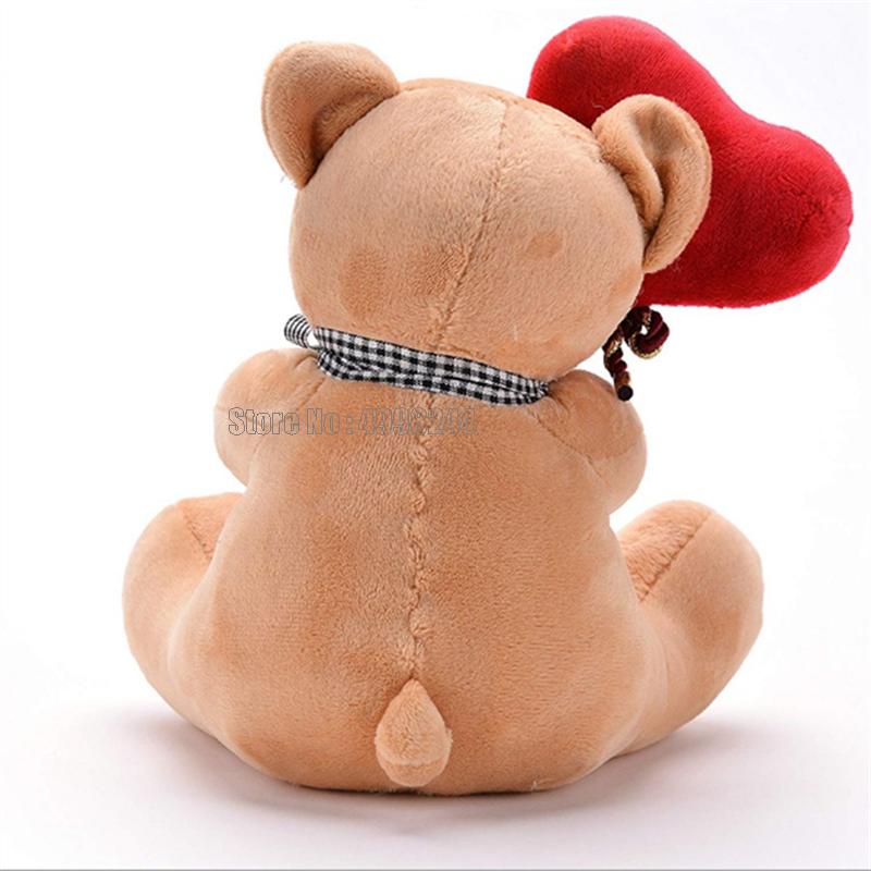 Cute Teddy Love Heart Heart-shaped Bear Plush Doll Scarf Stuffed Animals Kawaii Room Decor Valentine Gifts Toy - Executive-Skincare