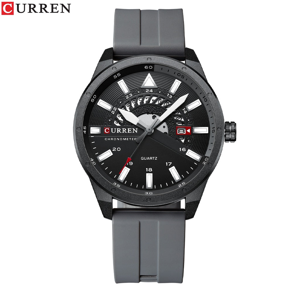 CURREN Fashion Men Watch Top Brand Luxury Waterproof Sport Mens Watches Silicone Automatic Date Military Wristwatch - Executive-Skincare