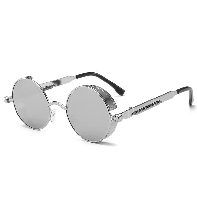 Classic Gothic Steampunk Sunglasses Luxury Brand Designer High Quality Men and Women Retro Round Metal Frame Sunglasses UV400 - Executive-Skincare