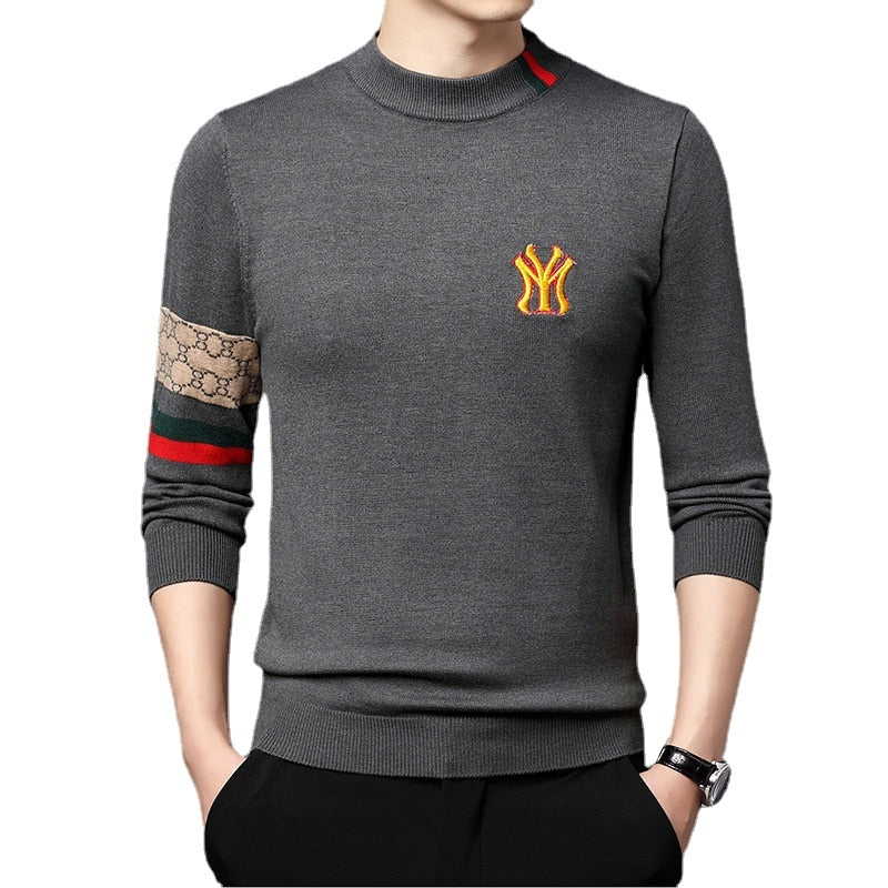 2022 Men&#39;s Mock Neck Pullovers Casual Male Designer Clothing Turtleneck Sweater Luxury Knit Embroidered Sweaters Top Grade S-4XL - Executive-Skincare